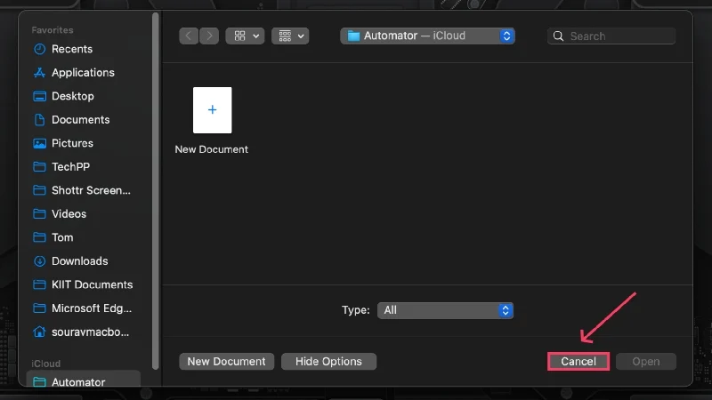 cancel finder window