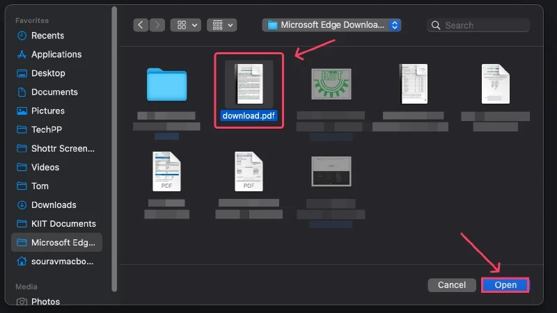 choose pdf to open