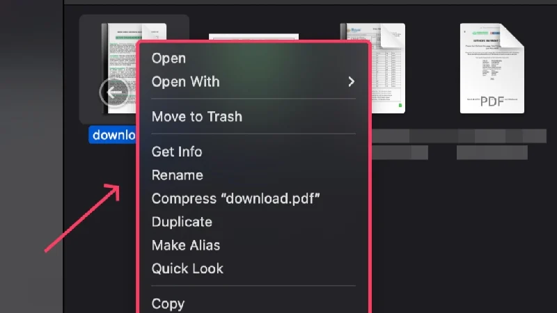 right-click on file
