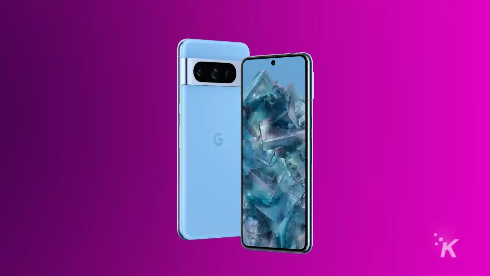 谷歌 Pixel 8 防水吗? Pixel 8 pro in blue color, on a purple background