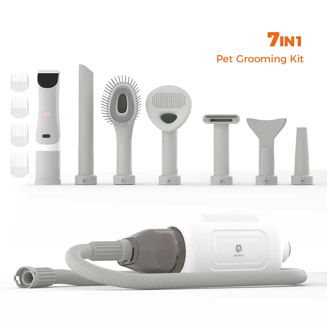 用 guliguli 的鲨鱼美容套装呵护您的家中宠物 Guliguli shark 7-in-1 pet grooming kit & vacuum & dryer