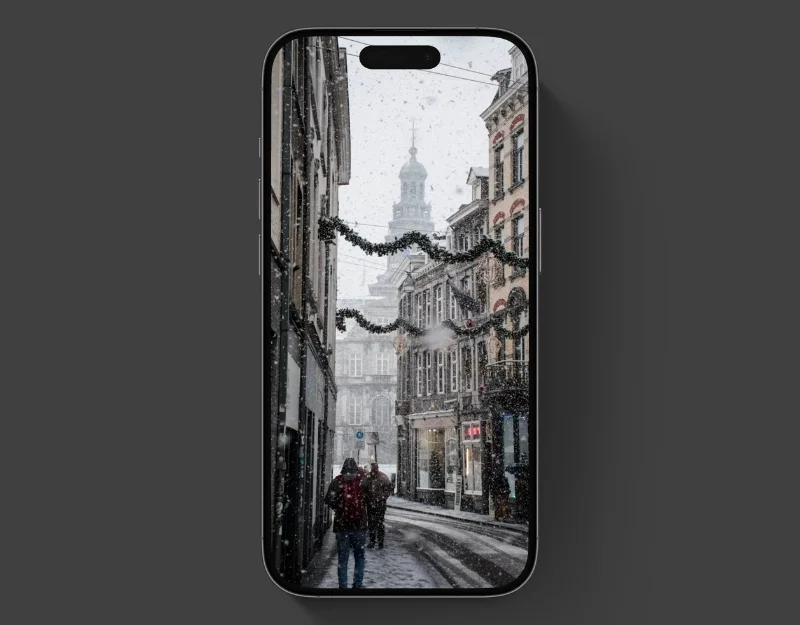tapeta z zimowym pejzażem miejskim winter cityscape wallpaper