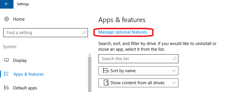 Manage optional features