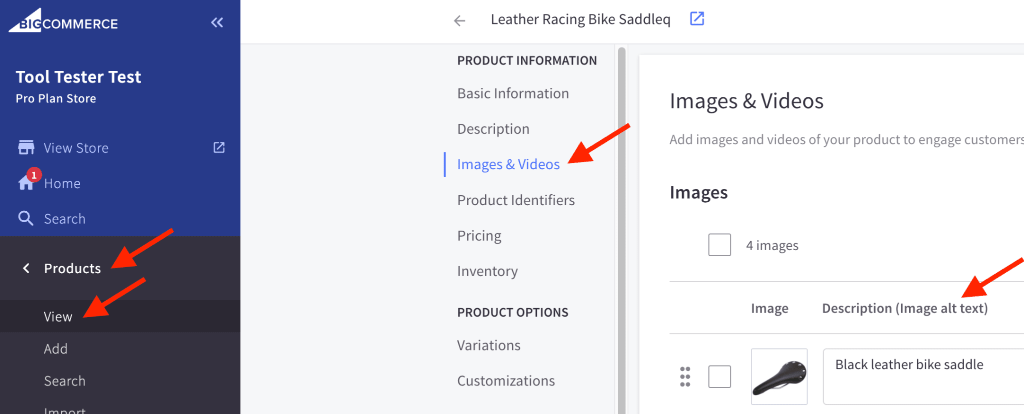 BigCommerce Ürün Görsellerine Alternatif metin ekleme