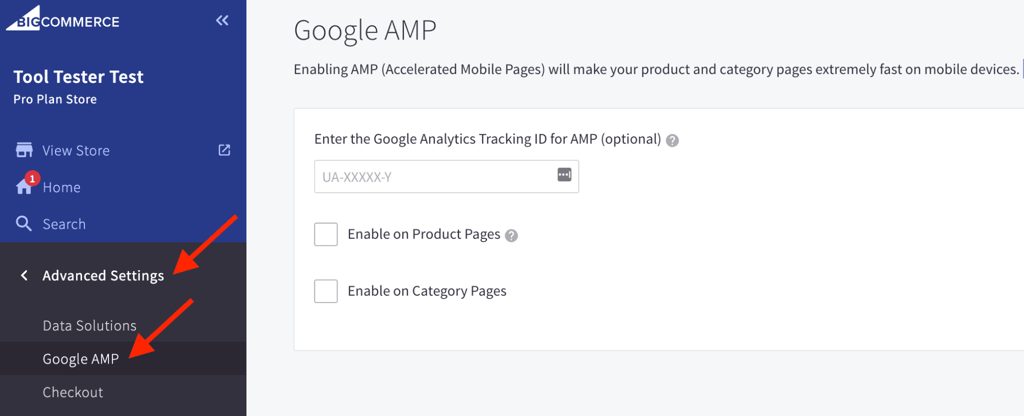 BigCommerce'de Google AMP'yi Kurma