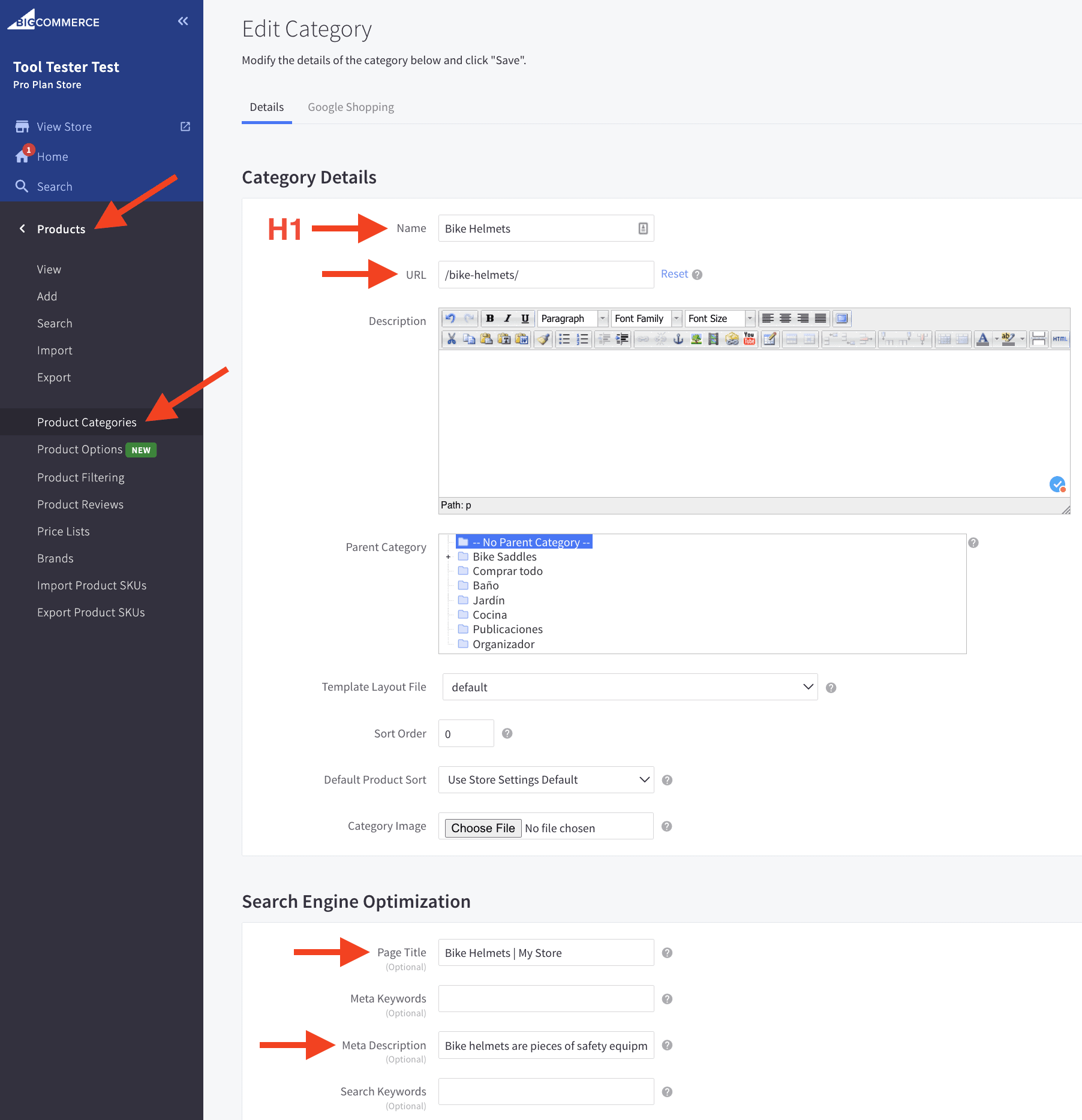 BigCommerce Kategori Sayfalarını Optimize Etme