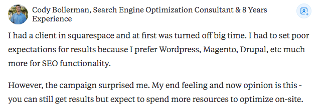 quora squarespace seo resposta positiva