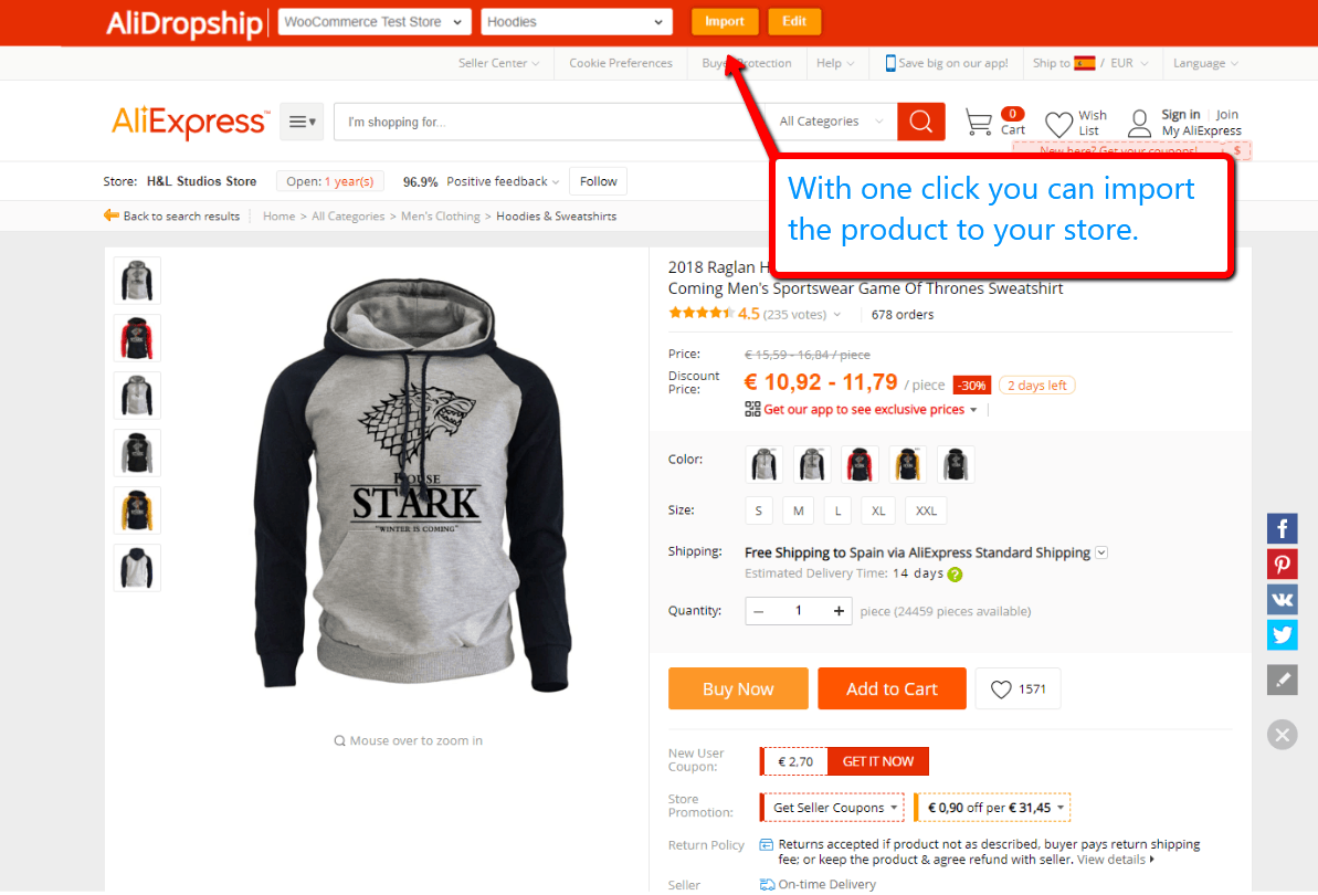 importation de produits alidropship