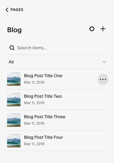 impostazioni del blog di Squarespace