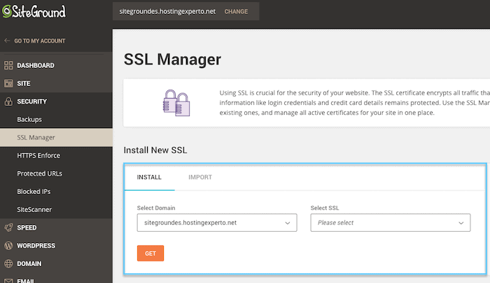 사이트그라운드 SSL 관리자