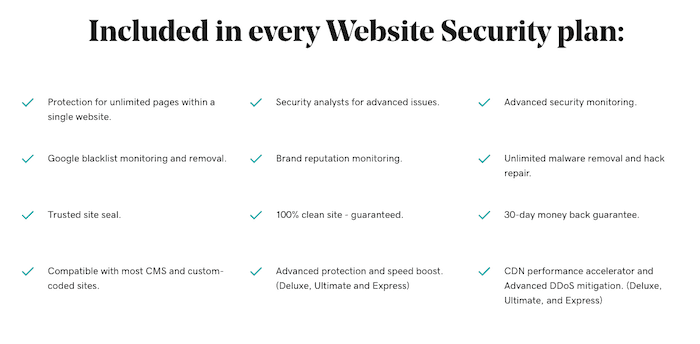 ميزات الملحق الأمني ​​Bluehost Vs Godaddy godaddy