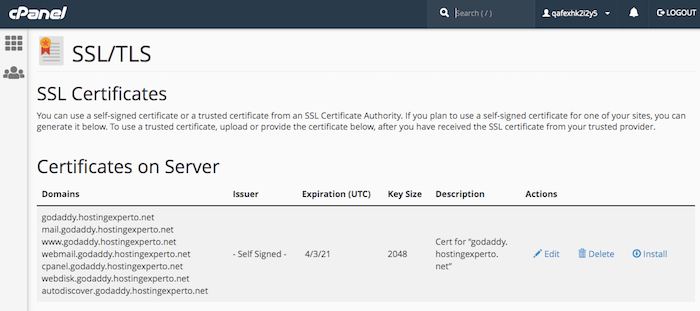 ใบรับรอง SSL ของ godaddy