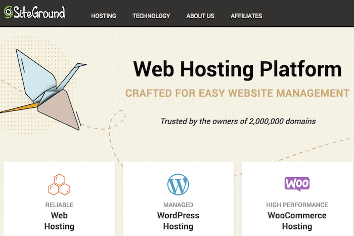 หน้าแรกของ SiteGround Hosting