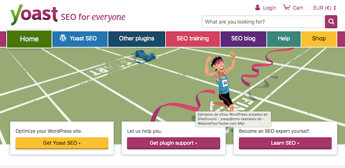 Sito web ospitato da yoast con siteground