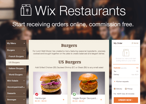 แอพและเทมเพลตร้านอาหาร Wix