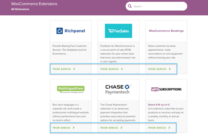 ส่วนขยาย woocommerce