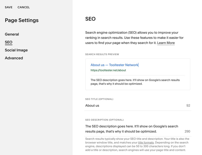 การตั้งค่า SEO ของ Squarespace