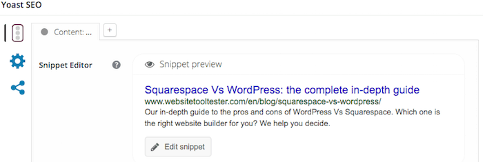 Squarespace 與 WordPress。 WordPress Yoast 外掛。