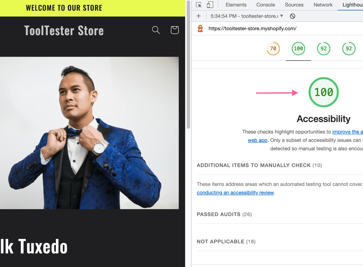 Bewertung der Barrierefreiheit des Shopify-Themes