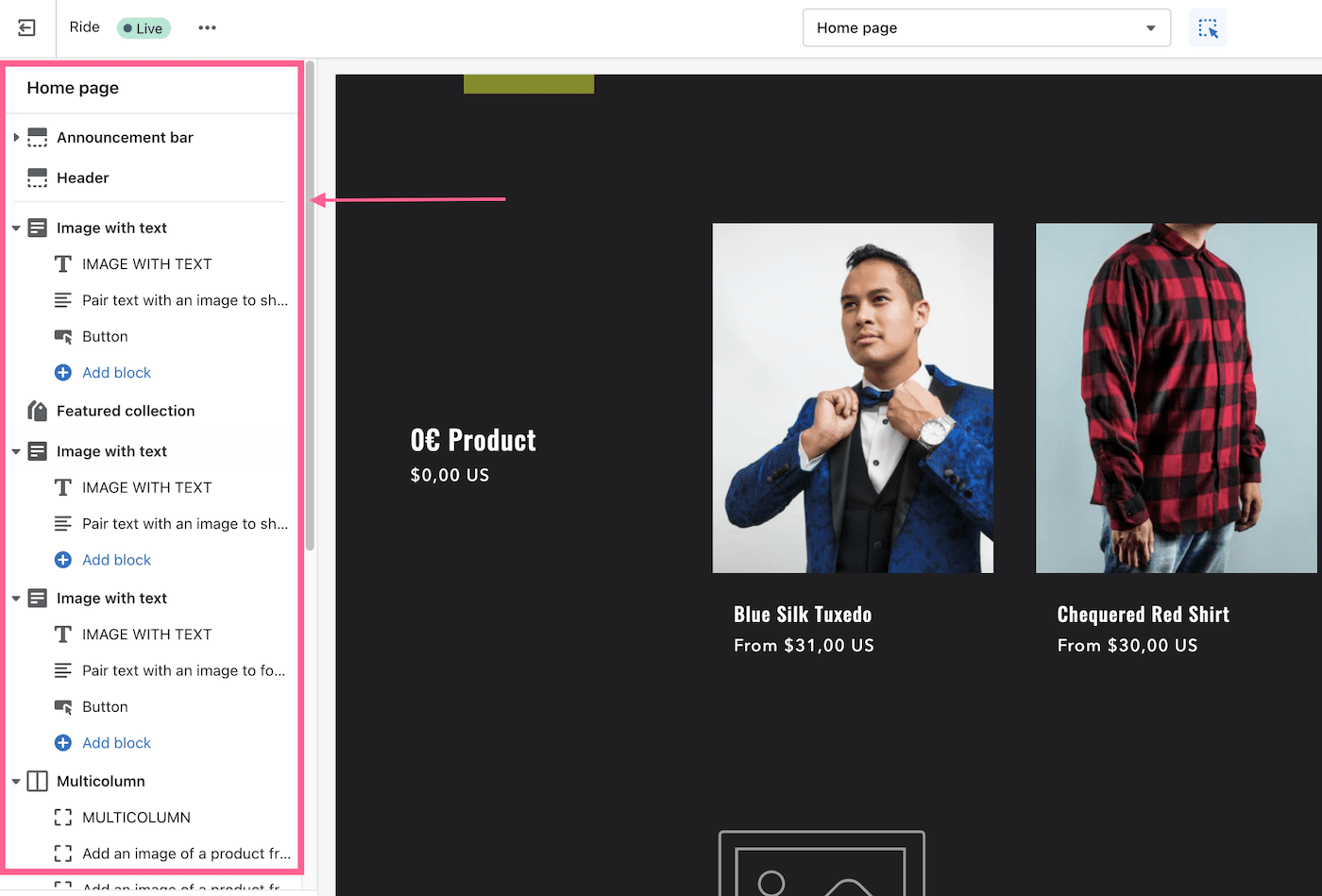 Shopify Online Store 2.0-Editor
