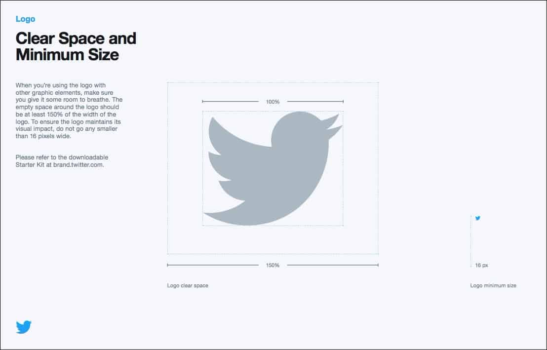 Esempio di guida al logo di Twitter