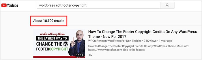 YouTube キーワードが返す結果の数