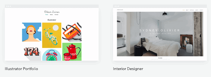 noms de modèles de portfolio Wix