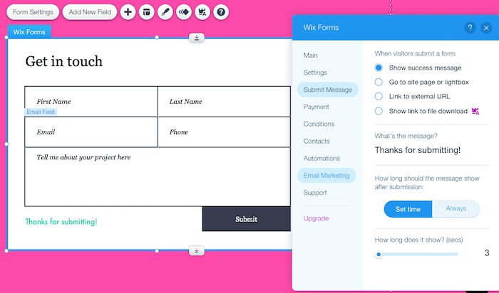 formulir edit portofolio wix