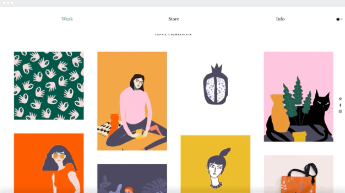 modelo de ilustrador de portfólio wix