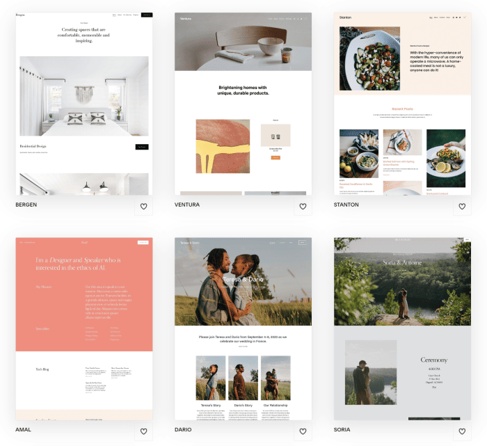 Modèles Squarespace