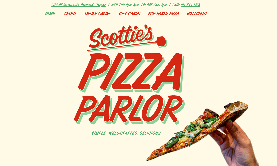 exemplos de sites wix - pizzaria do scottie's