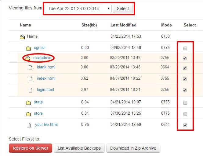 backup fișiere server web