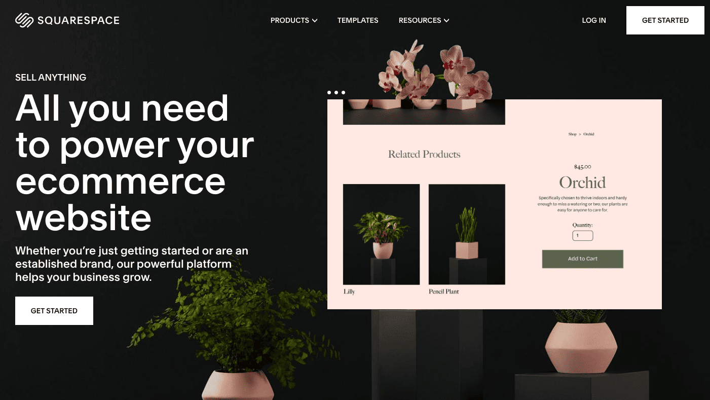 squarespace commerce - alternativă de model etsy