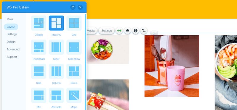 Tata letak galeri tutorial Wix
