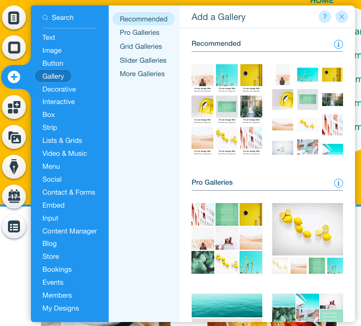 tutorial wix 26 adicionar galeria