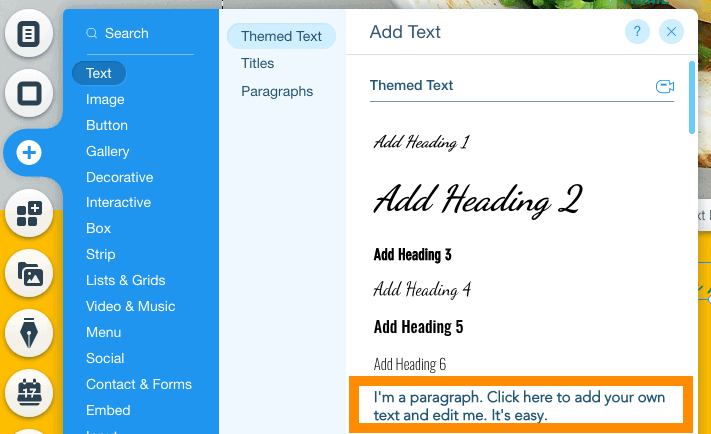 Wix tutoriel 18 paragraphe texte