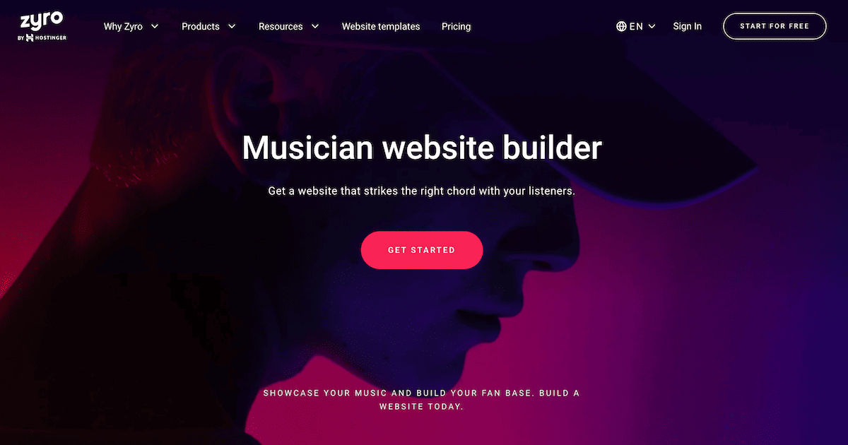 Website-Builder für Musiker von Zyro