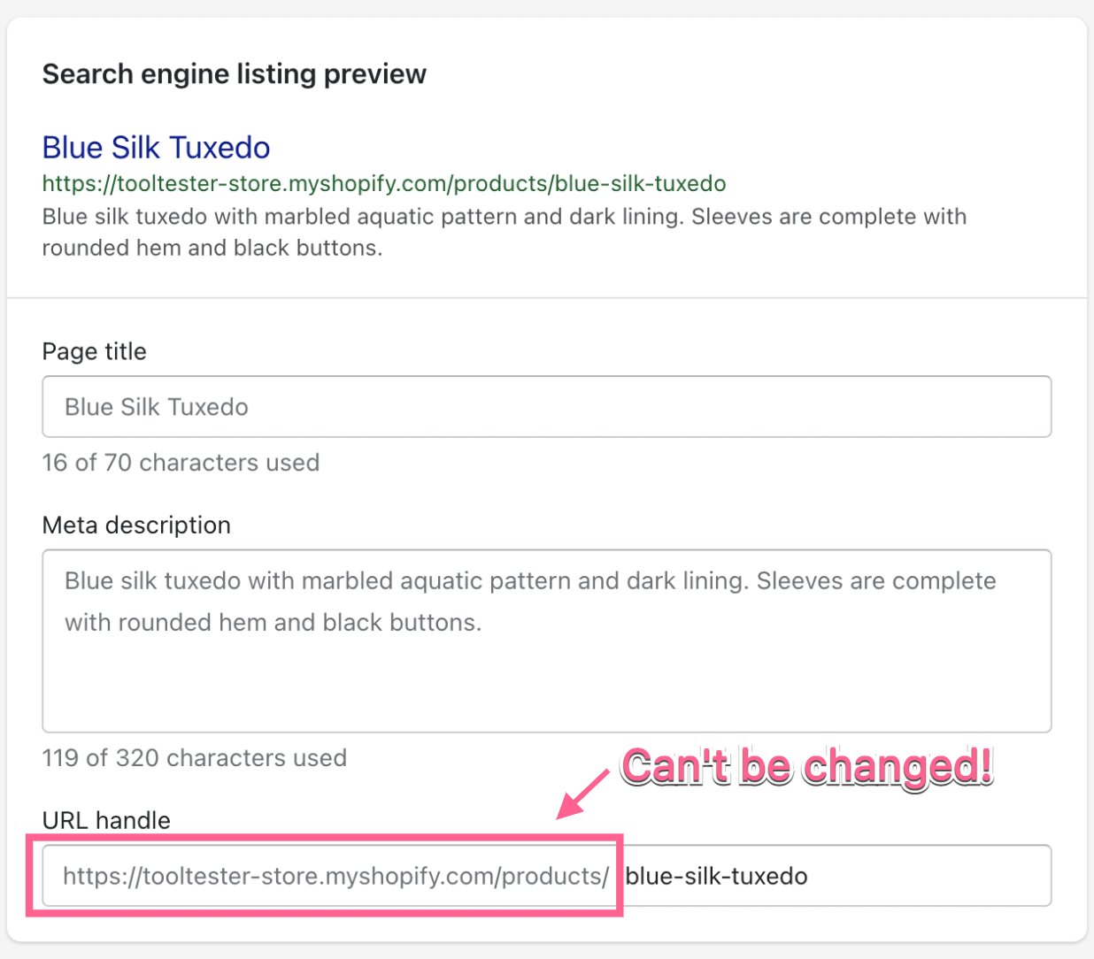 Shopify عناوين URL للمنتج