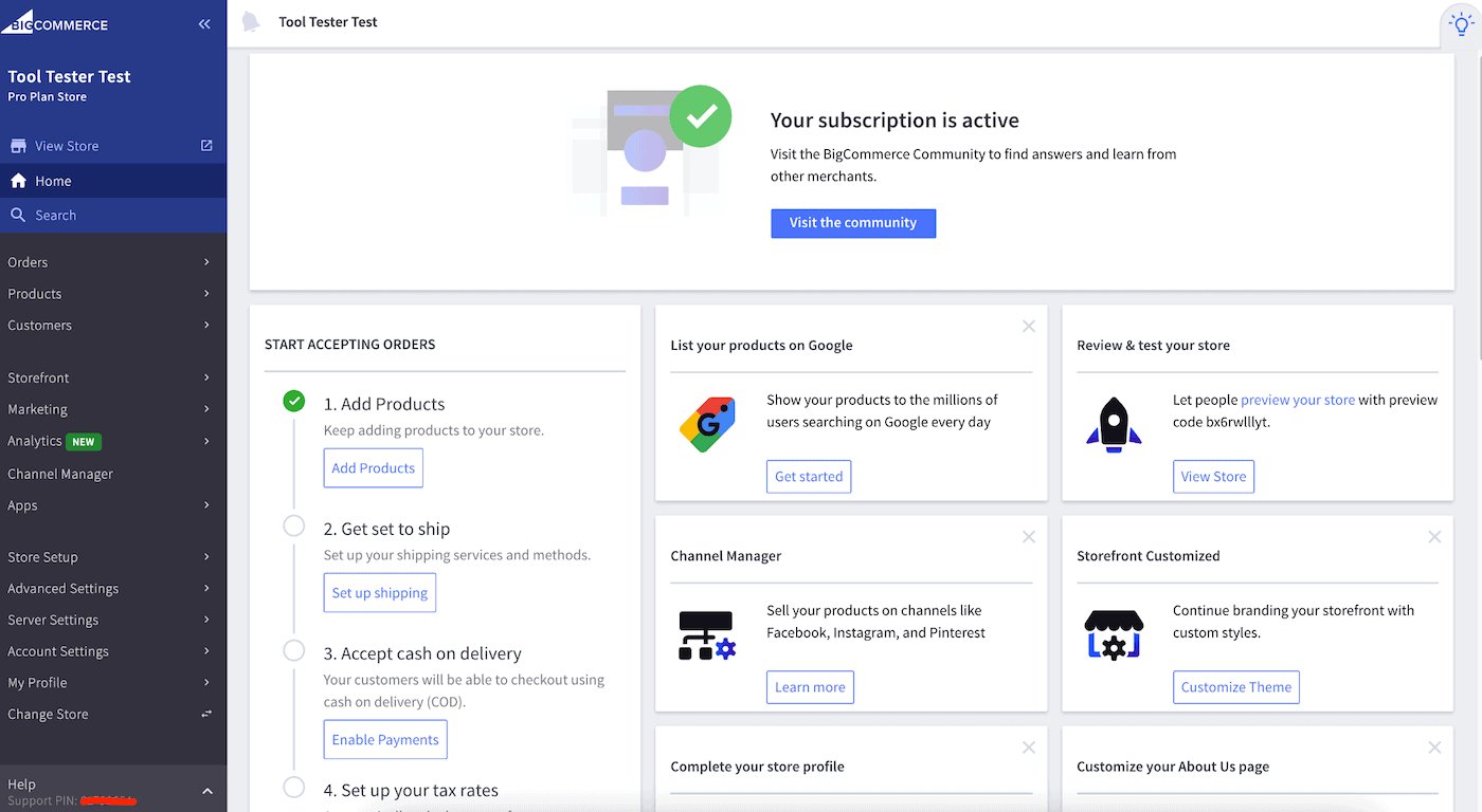 واجهة متجر BigCommerce