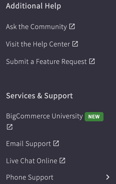 BigCommerce Destek Kanalları