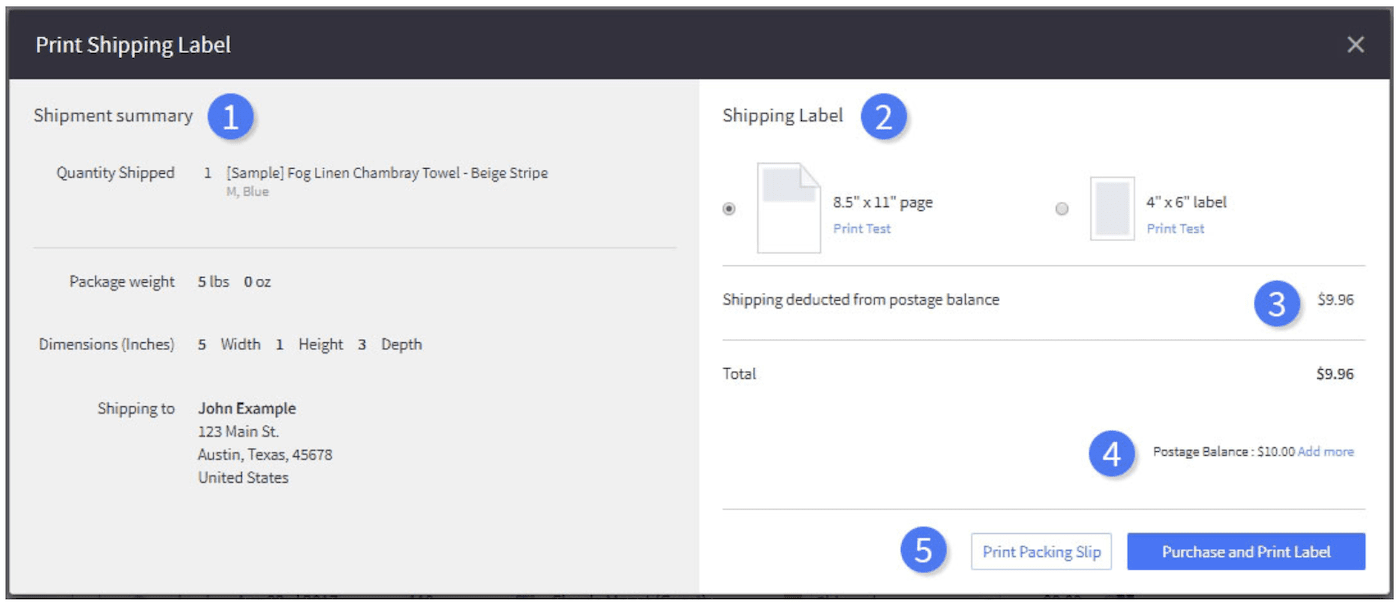 تسميات الشحن BigCommerce