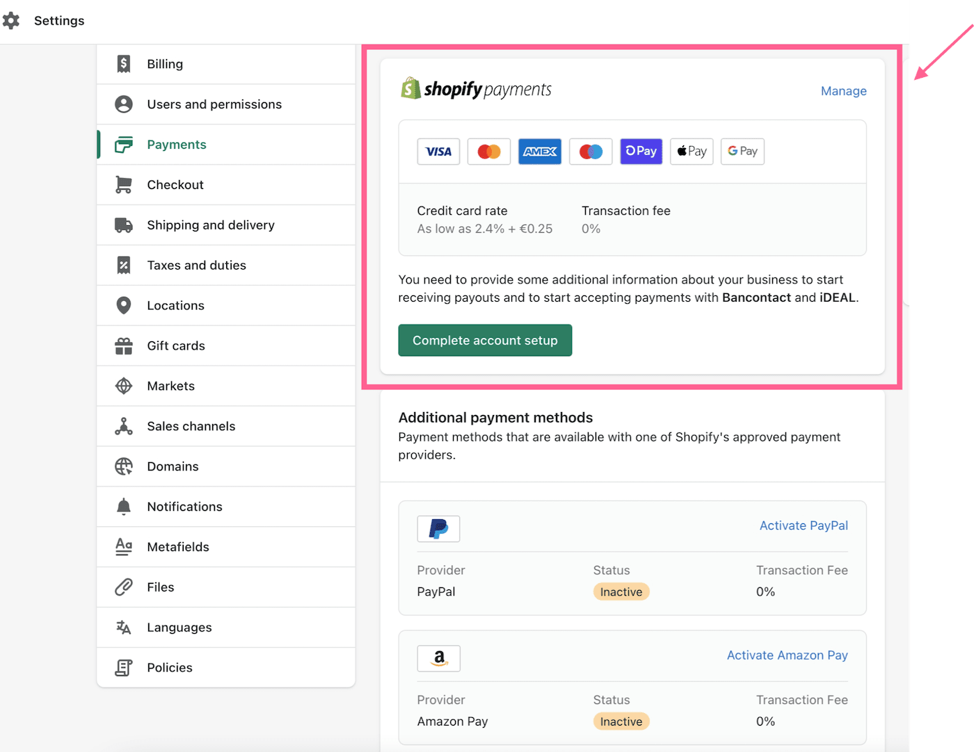 Shopify ペイメント