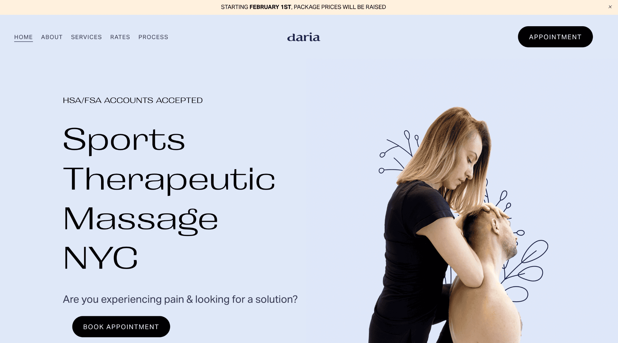 Squarespace-Website-Builder für eine Seite – Daria Massage Therapy