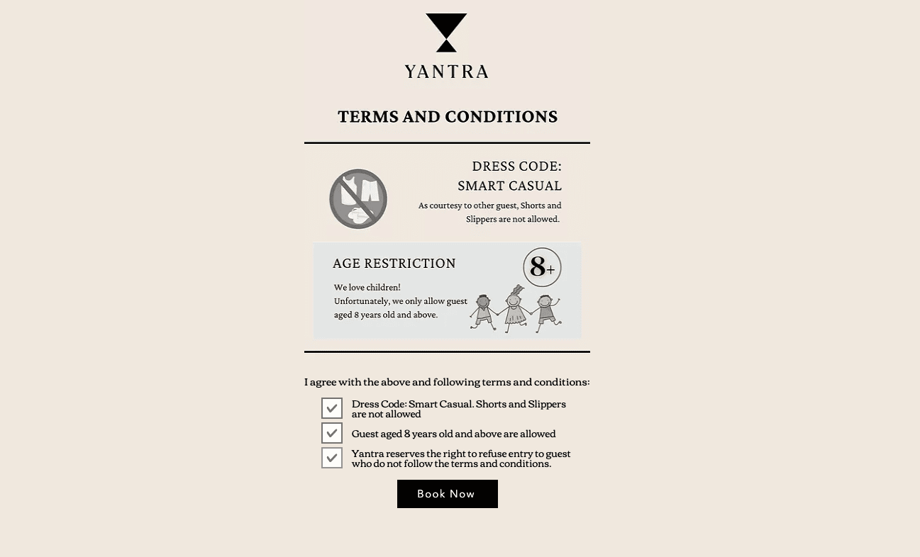 Wix-Reservierungskalender auf der Yantra-Website
