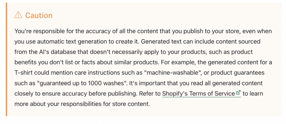 Shopify AIの警告