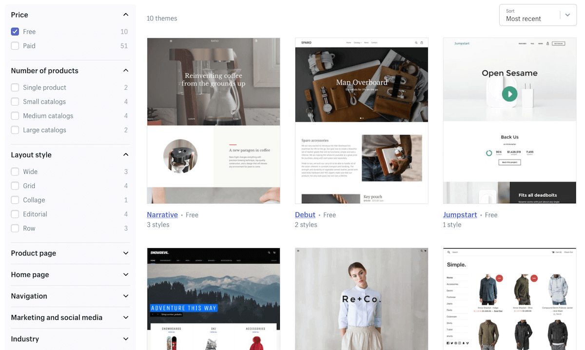 Templat gratis Shopify