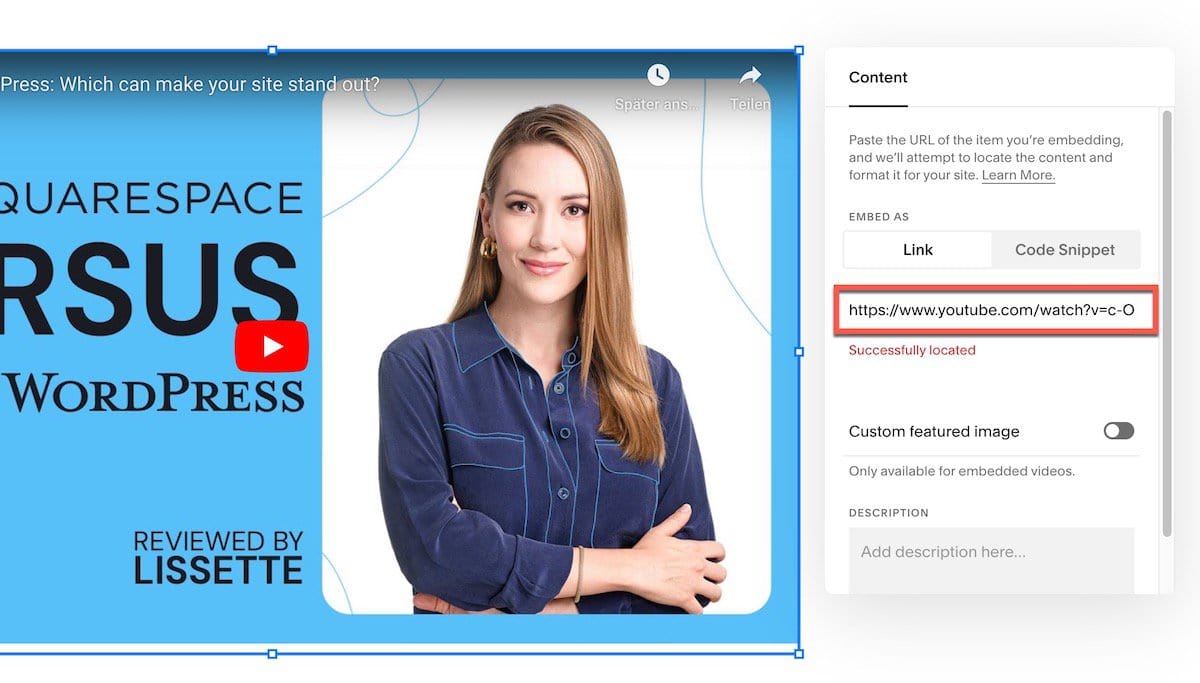 osadzanie wideo w Squarespace