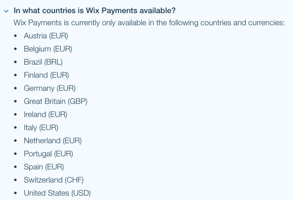 negara pembayaran wix