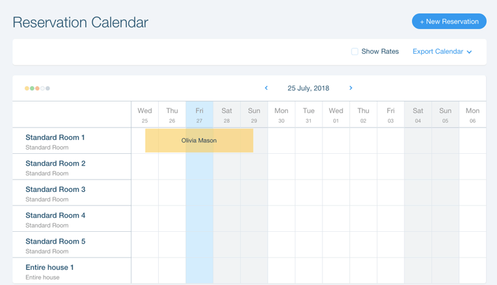 Calendario delle prenotazioni degli hotel Wix