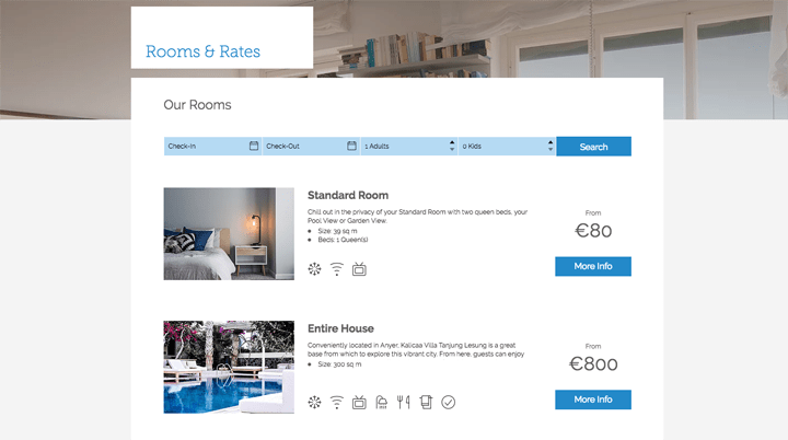 camere dell'hotel Wix